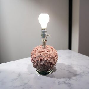 Vintage Rachel Aswell Pink Roses Lamp with Crystal Glass Base Shabby Chic Lamp